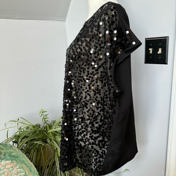 Lane Bryant Sheer Sequined Drop Cap Sleeve Tank Top Party Going Out Shirt XXL - Picture 6 of 6